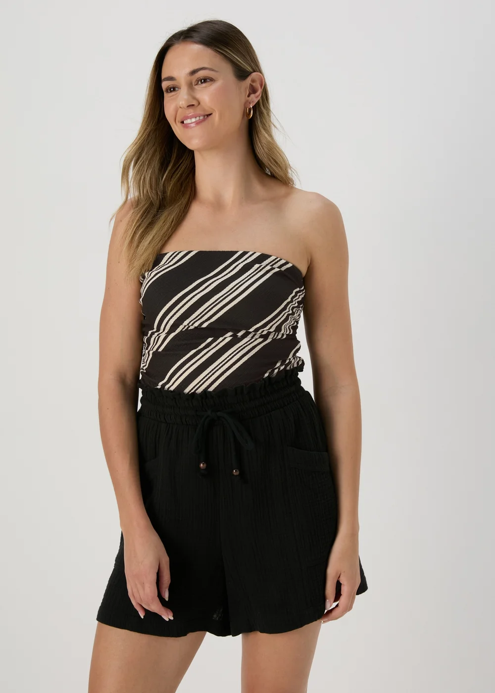 Black Mono Stripe Bandeau Top - 8 Image 3