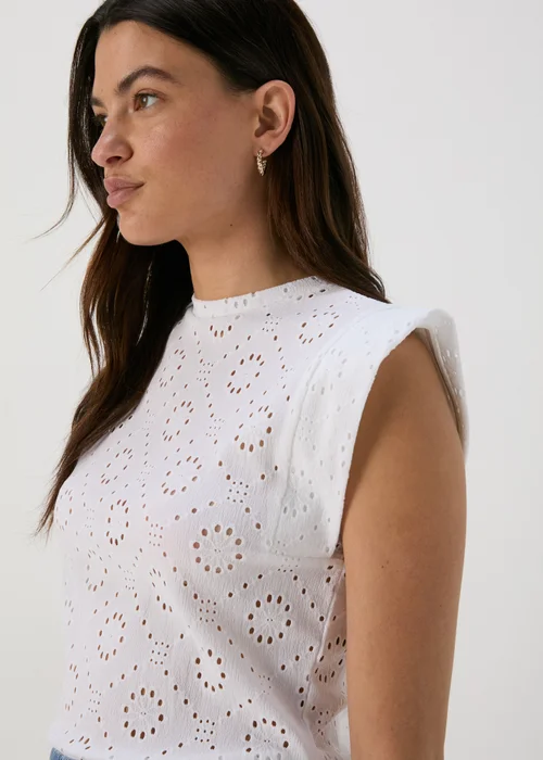 White Cutwork Tank Top - 8 Image 3