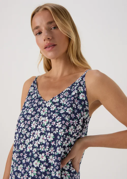 Papaya Petite Navy Daisy Viscose Cami Midi Dress - 6 Image 3