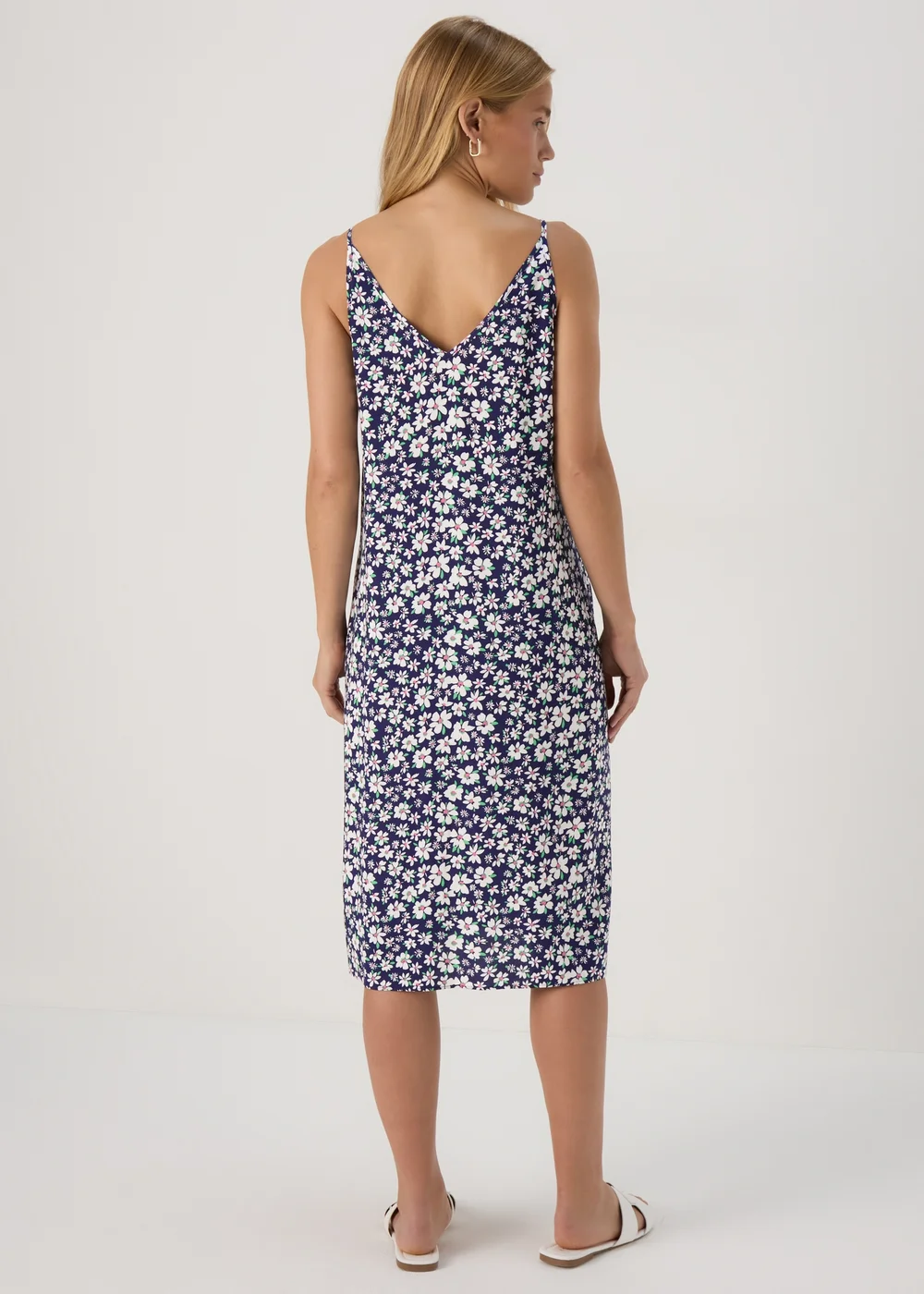 Papaya Petite Navy Daisy Viscose Cami Midi Dress - 6 Image 2