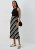 Black Mono Stripe Jersey Midi Skirt - Size 8 Image 4