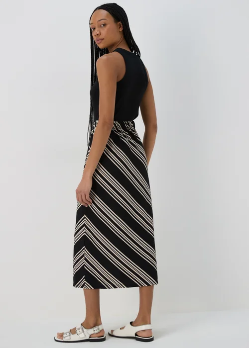 Black Mono Stripe Jersey Midi Skirt - Size 8 Image 2
