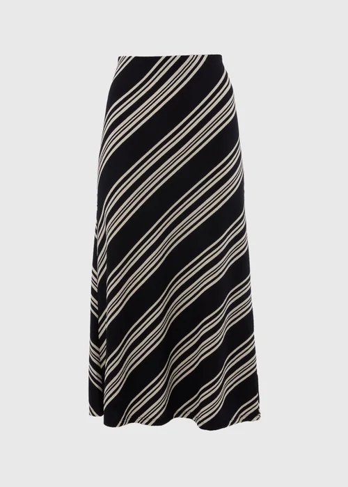 Black Mono Stripe Jersey Midi Skirt - Size 8 Image 5