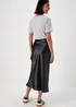 Papaya Black Satin Midi Skirt - Size 8 Image 2