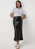 Papaya Black Satin Midi Skirt - Size 8 Image 1