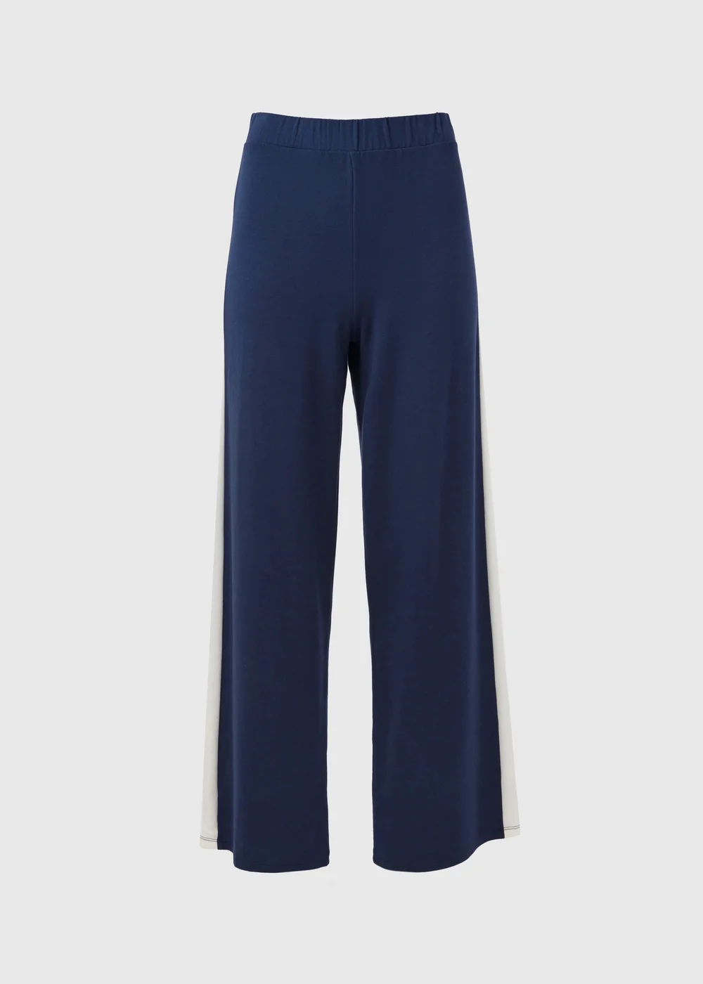 Navy Wide Leg Stripe Trousers - 8 Image 5