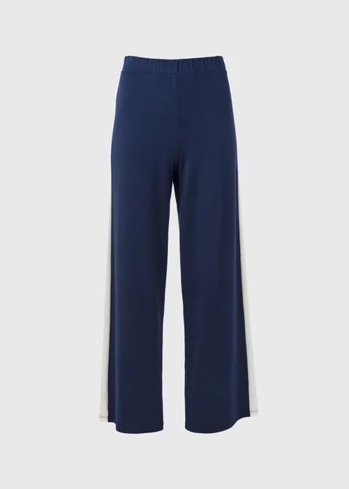 Navy Wide Leg Stripe Trousers - 8 Image 5