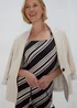 Black Mono Diagonal Stripe Crinkle Midi Dress - Size 8 Image 4