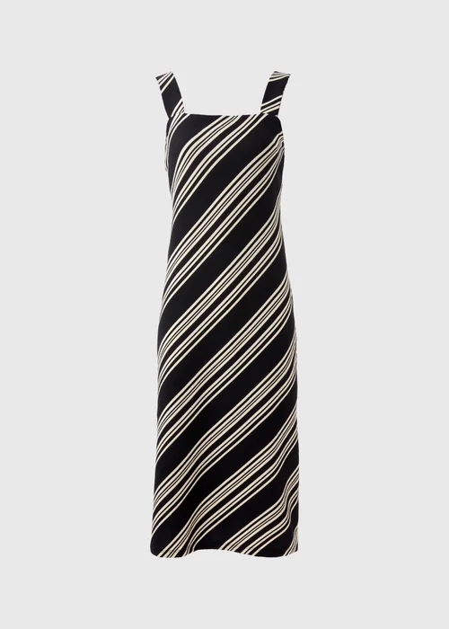Black Mono Diagonal Stripe Crinkle Midi Dress - Size 8 Image 5