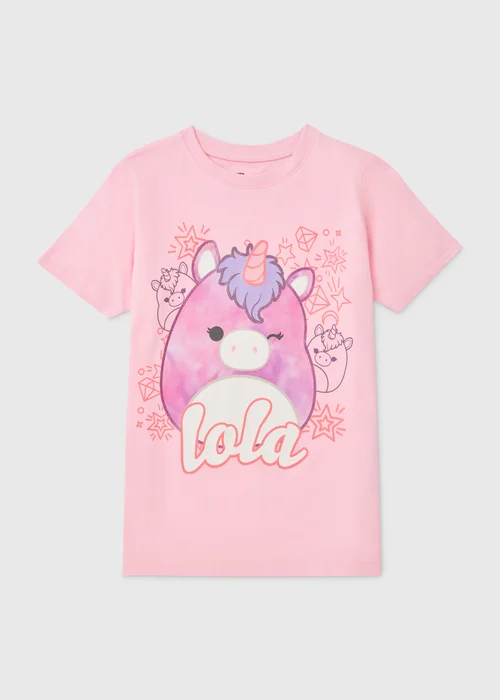 Squishmallows Girls Pink Lola T-Shirt (5-12yrs) - 7-8 Yrs Image 1