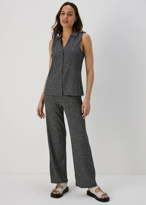 Black Mono Crinkle Co Ord Trousers - 8 Image 1