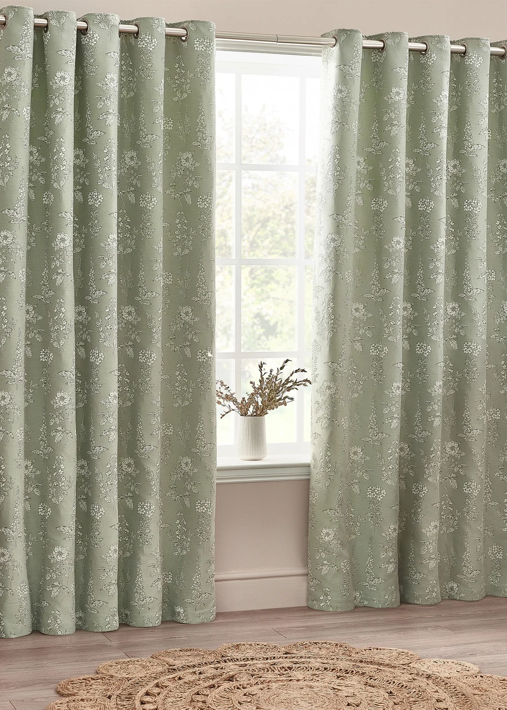 Wylder Nature Sophia Floral Eyelet Curtains - 46W X 54D (117x137cm) Image 2