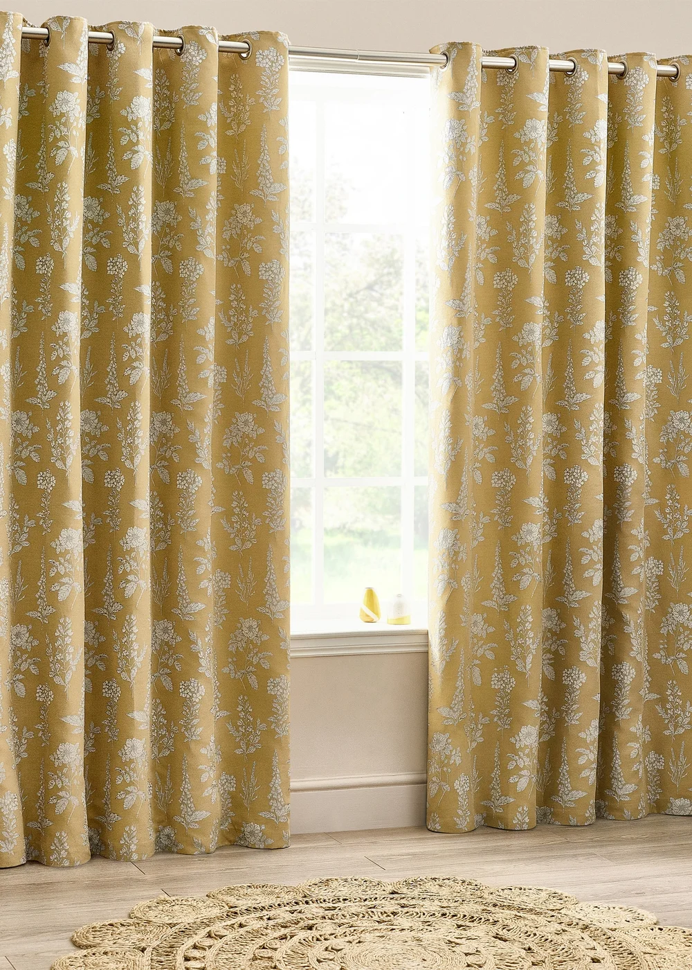 Wylder Nature Sophia Floral Eyelet Curtains - 46W X 54D (117x137cm) Image 2