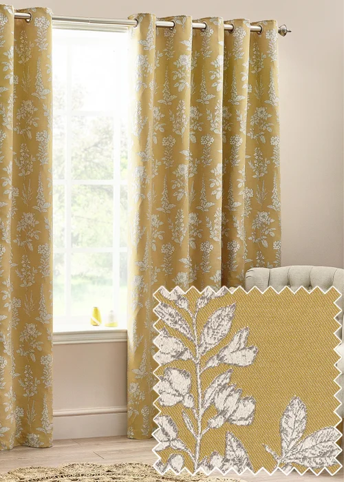 Wylder Nature Sophia Floral Eyelet Curtains - 46W X 54D (117x137cm) Image 1