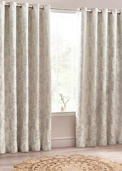 Wylder Nature Sophia Floral Eyelet Curtains - 46W X 54D (117x137cm) Image 1