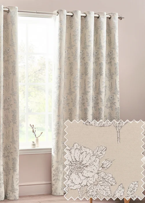 Wylder Nature Sophia Floral Eyelet Curtains - 46W X 54D (117x137cm) Image 2
