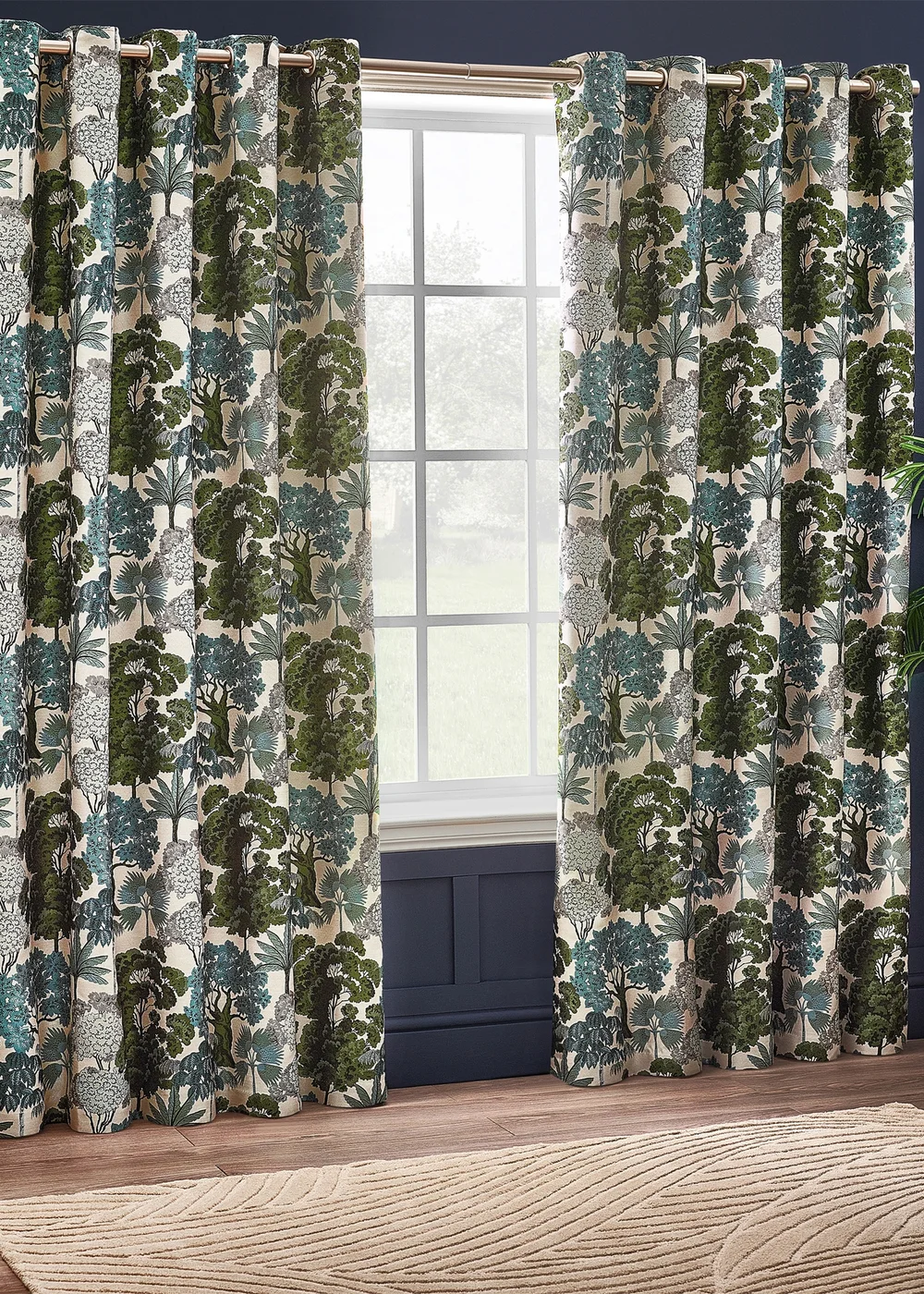 Wylder Nature Woodlands Floral Eyelet Curtains - 46W X 54D (117x137cm) Image 2