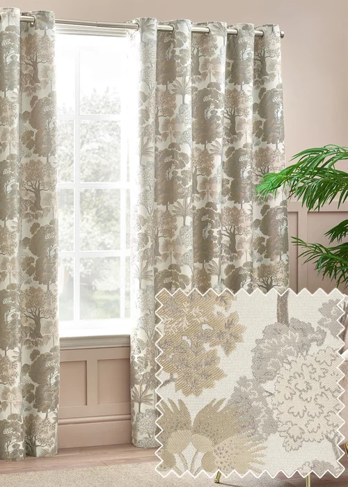 Wylder Nature Woodlands Floral Eyelet Curtains - 46W X 54D (117x137cm) Image 1