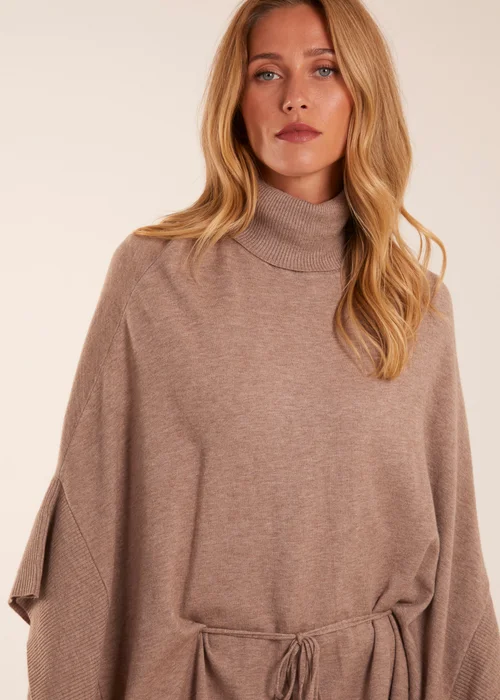 Blue Vanilla Roll Neck Drawstring Poncho - One Size Image 2