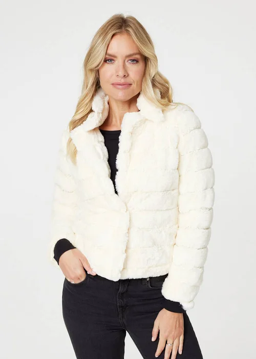 Izabel London White Faux Fur Cropped Jacket - 8 Image 4