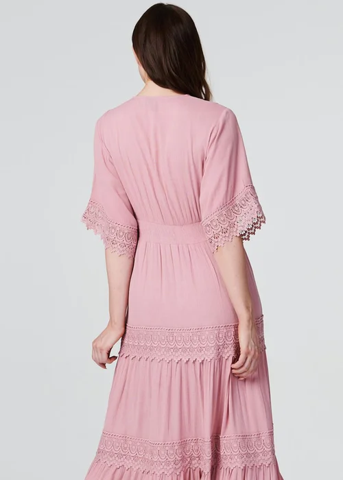 Izabel London Pink Short Sleeve Crochet Maxi Dress - 8 Image 3