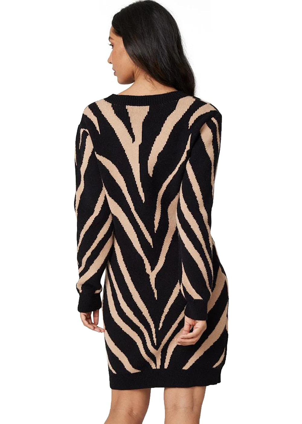 Izabel London Black Animal Print Short Knit Dress - Size 8 Image 2