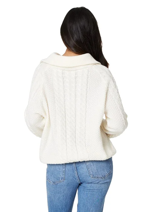 Izabel London White Cable Knit Zip Neck Jumper - 8 Image 2