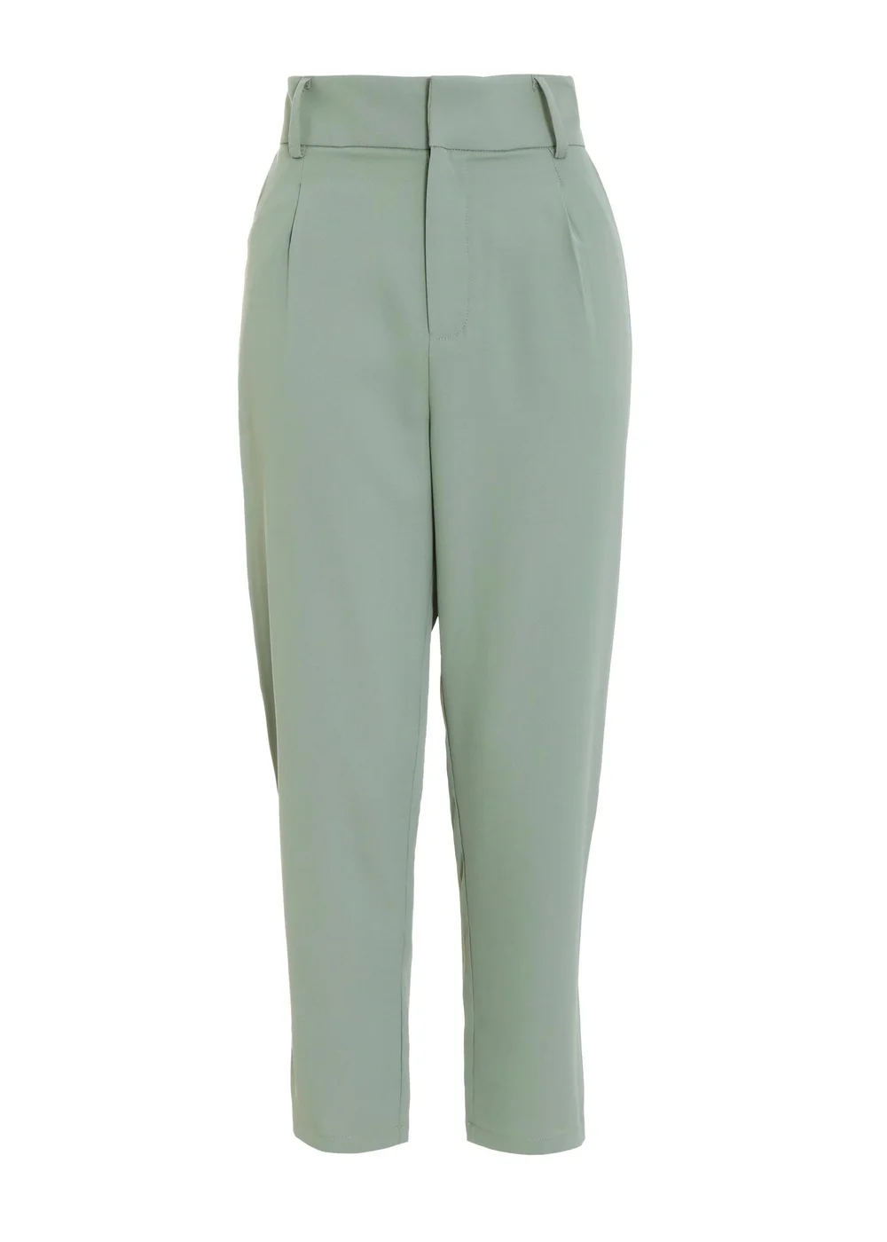 Quiz Green High Waisted Tapered Trousers - 6 Image 4