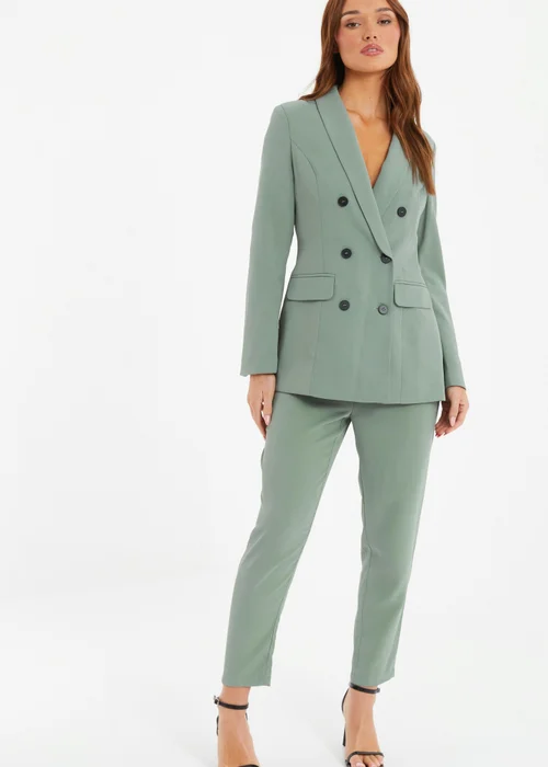 Quiz Green High Waisted Tapered Trousers - 6 Image 1