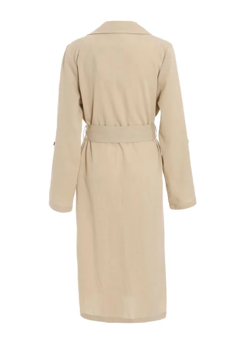 Quiz Stone Linen Look Trench Jacket - 10 Image 5