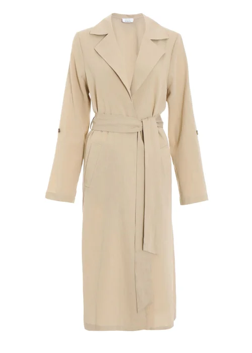 Quiz Stone Linen Look Trench Jacket - 10 Image 4
