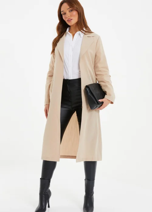 Quiz Stone Linen Look Trench Jacket - 10 Image 1