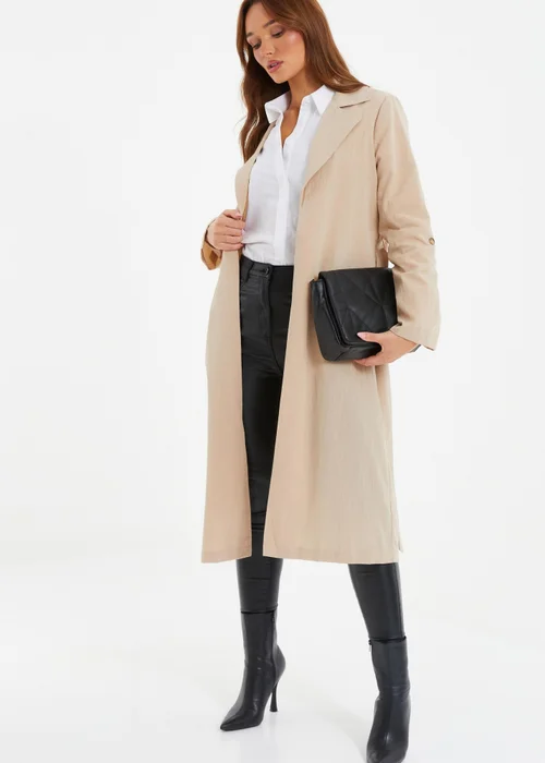 Quiz Stone Linen Look Trench Jacket - 10 Image 3