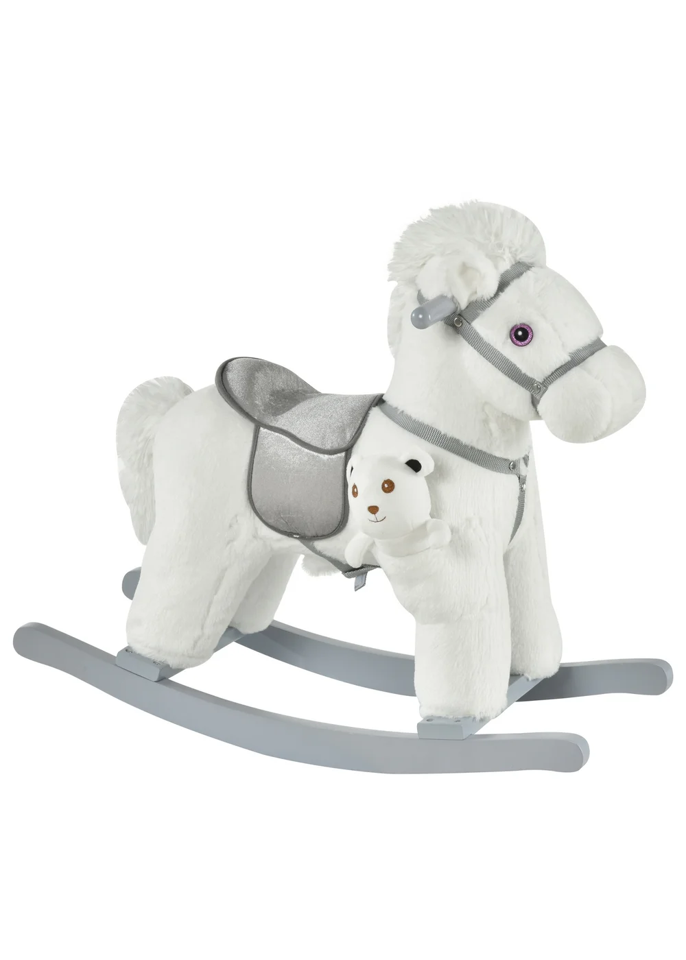 HOMCOM Kids Plush Rocking Horse Toy White - One Size Image 1