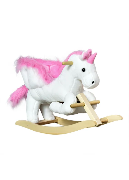 HOMCOM Kids Unicorn Rocking Horse Plush Toy - One Size Image 1