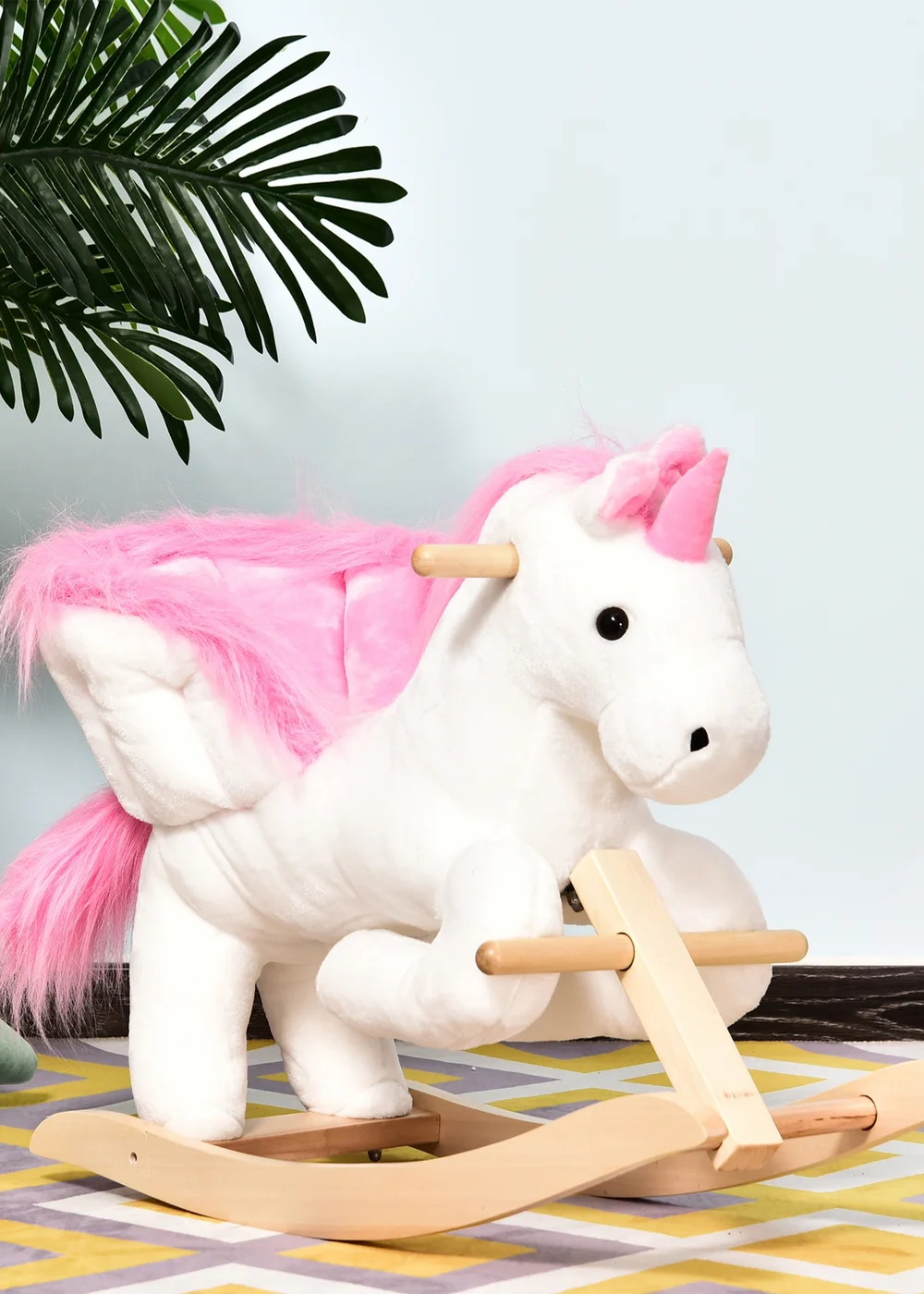 HOMCOM Kids Unicorn Rocking Horse Plush Toy - One Size Image 2
