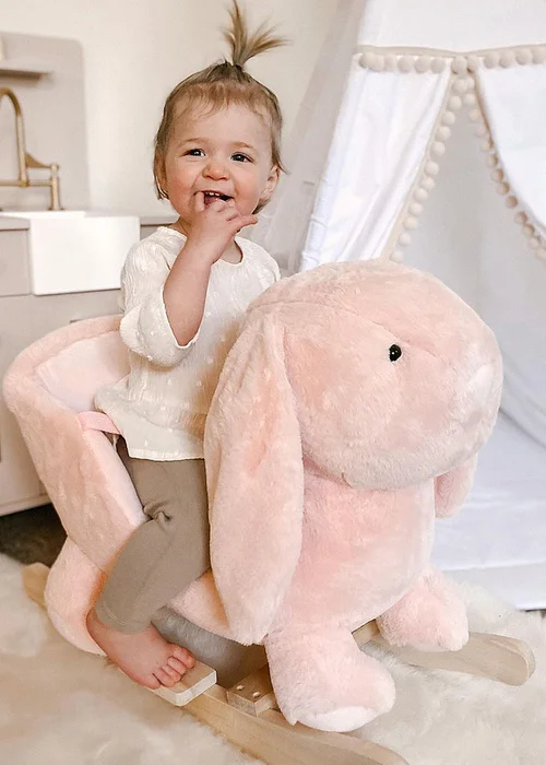 HOMCOM Kids Rocking Rabbit Plush Toy - One Size Image 2