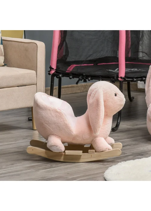 HOMCOM Kids Rocking Rabbit Plush Toy - One Size Image 1