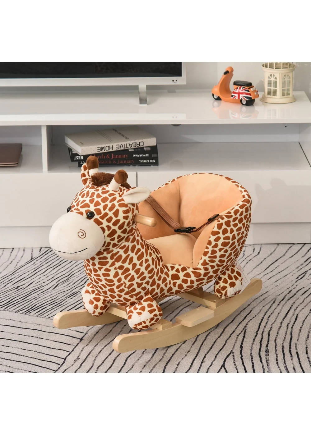 HOMCOM Baby Rocking Giraffe Plush Toy - One Size Image 1
