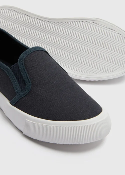 Boys Navy Canvas Skate Trainers (Younger 10-Older 6) - Size 10 Infants Image 2