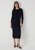 Navy Plisse Column Dress - Size 8 Image 1