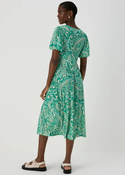 Et Vous Green & White Paisley Puff Sleeves Midi Dress - 8 Image 2
