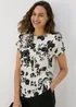 Et Vous White & Black Jersey Back Floral T-Shirt - Size 8 Image 1