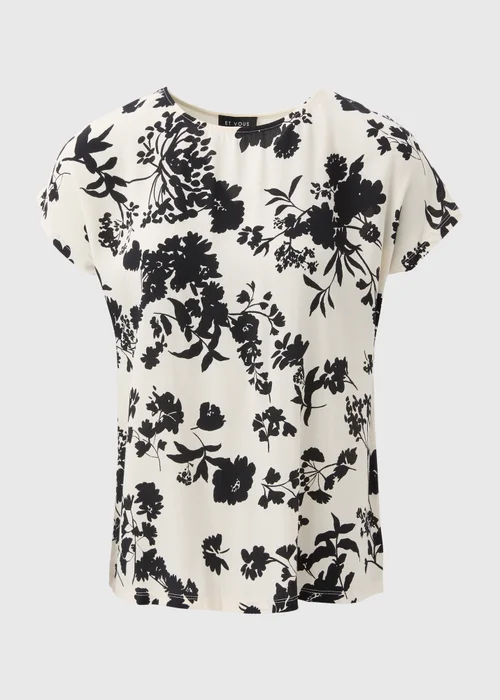 Et Vous White & Black Jersey Back Floral T-Shirt - Size 8 Image 5