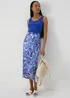 Et Vous Blue & & White Leaf Print Midi Skirt - Size 8 Image 4