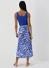 Et Vous Blue & & White Leaf Print Midi Skirt - Size 8 Image 2