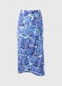 Et Vous Blue & & White Leaf Print Midi Skirt - Size 8 Image 5