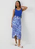 Et Vous Blue & & White Leaf Print Midi Skirt - Size 8 Image 1