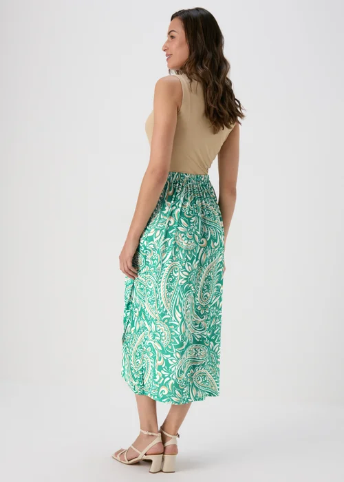 Et Vous Green & White Paisley Midi Skirt - Size 8 Image 2