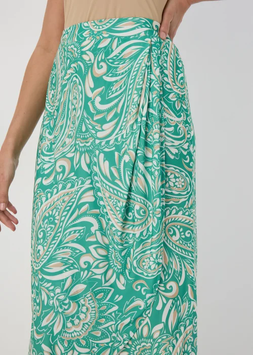 Et Vous Green & White Paisley Midi Skirt - Size 8 Image 3